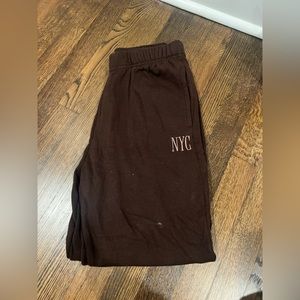 brown garage sweatpants